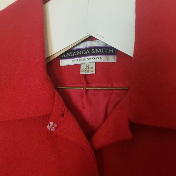 Vintage Amanda Smith Wool Red Jacket/Skirt Suit - Picture 3 of 8